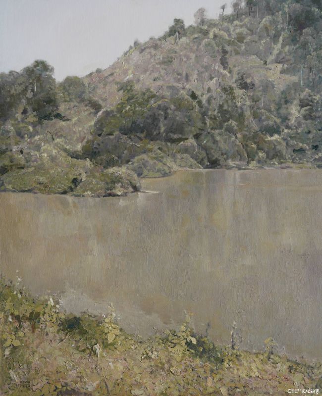 《静山谧水图》油画130x 158cm张冬峰作 2023年.JPG