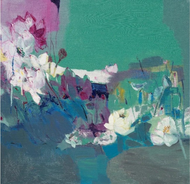 【DeepSeek谈艺】任辉·荷系列 | 于画布间铺展的，是充满生机的宁静，亦是万物自在显现的本然状态