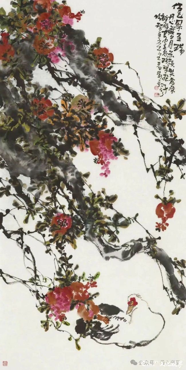 马卫巍·写意花鸟画丨一笔生风带露意,焦墨重彩绘就满卷生机