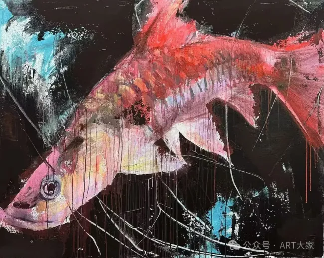 陈明华·原生鱼系列丨大刀阔斧的运笔、厚重堆叠的肌理、高饱和度的色块，传递对自然生命的敬畏与礼赞