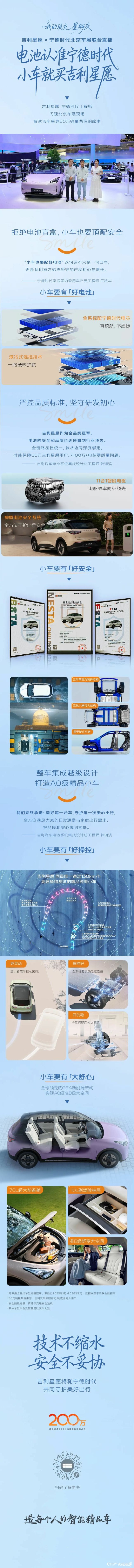 吉利星愿携手宁德时代，好电池打造A0级精品小车的顶配安全