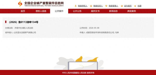 山东蓝光洁能燃气遭股东申请强制清算，济南能源集团关联企业及多家股东牵涉其中