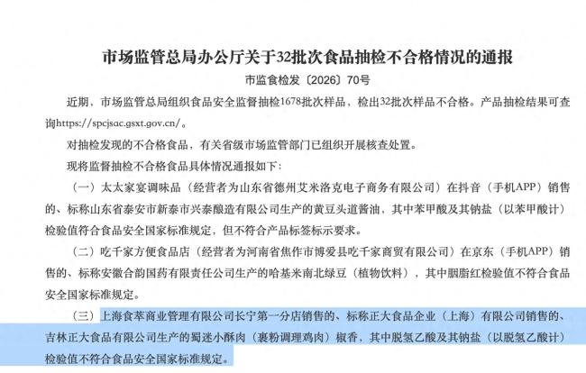 一批次蜀迷小酥肉被检出禁用防腐剂！正大食品回应称正在调查核实