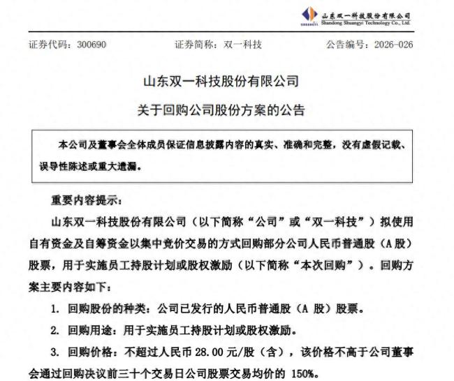 山东双一科技逆势推出股份回购计划，业绩现金流双承压，回购实施存多重风险