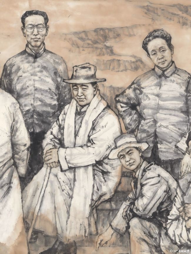20260929130936743147.jpg A02《龙山辉煌——致敬城子崖遗址的发掘者》218X254cm 局部之一.jpg
