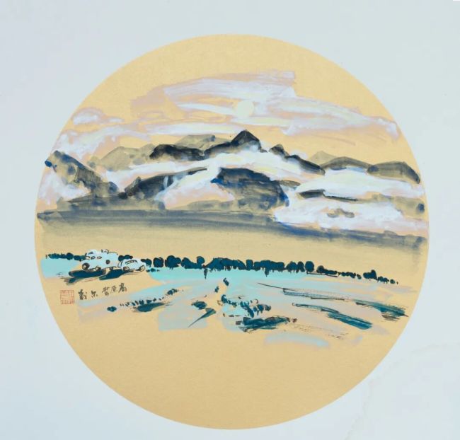 王尔义2636  高原流云 国画彩墨 直径41.5CM.jpg