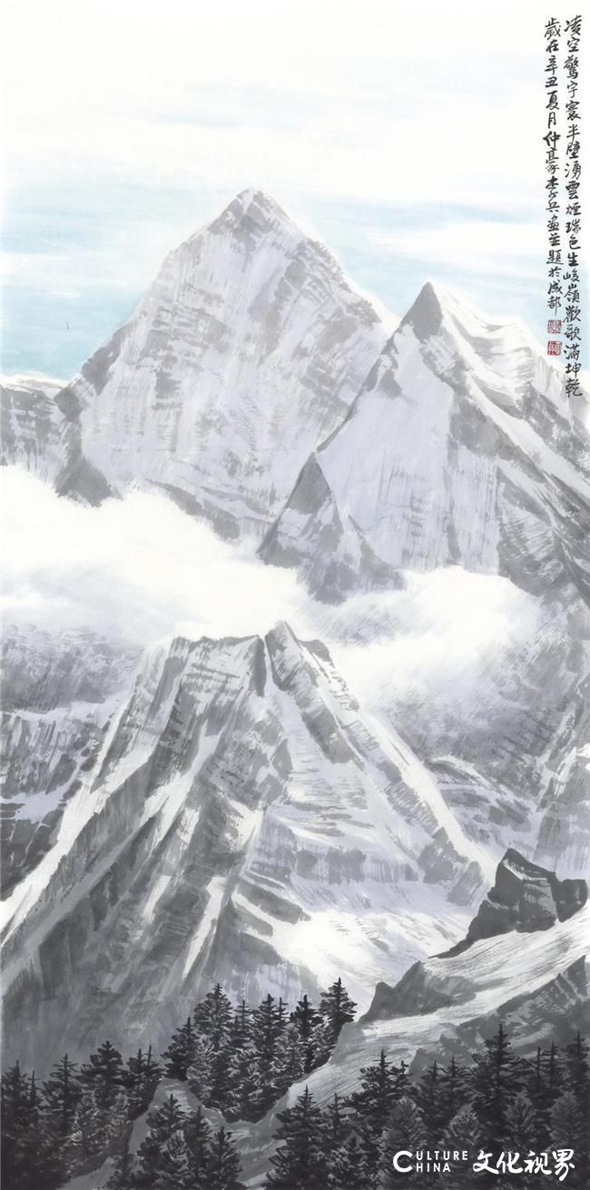 李兵·水墨高原雪山画 | 皴如铜铸铁打，雪似圣光天成