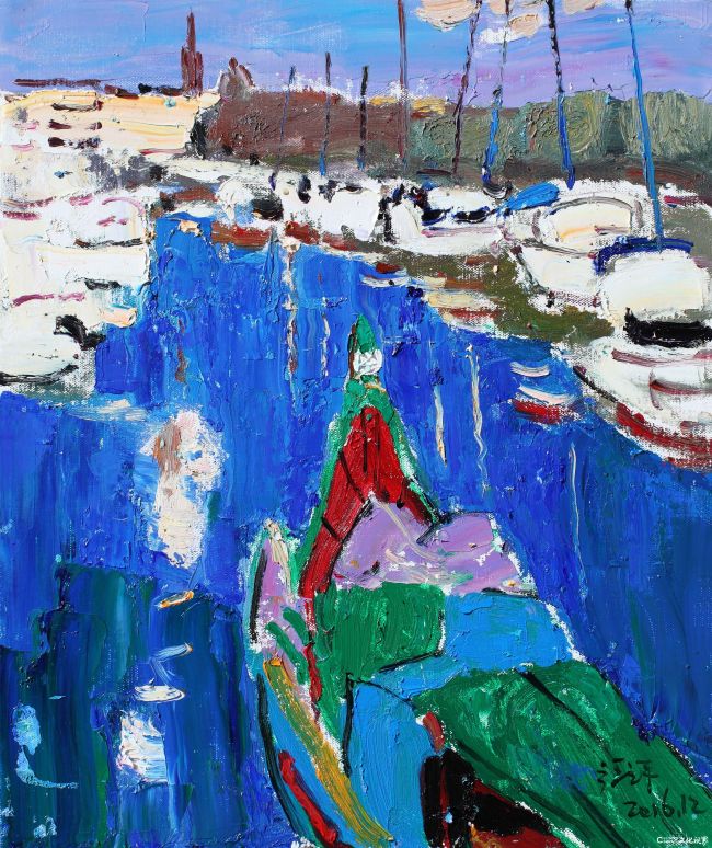 张立平 《姆西达海上的船》 50×60cm 布面油画 2016年.jpg
