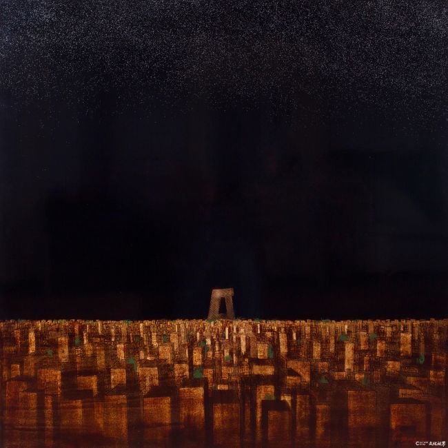 高尚《北京印象-1》100×100cm 漆画 2015年.jpg