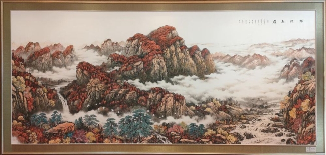 这是巨幅国画作品《辉耀秦岭》。陕西雷珍民书画艺术研究院/供图