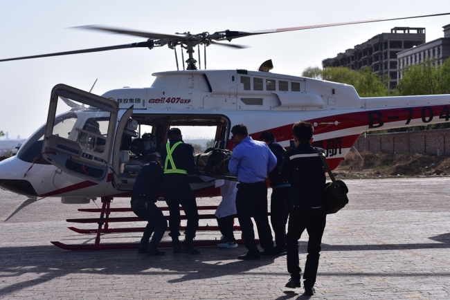 陕西神木：“秦汉通航”完成一例头部外伤患者直升机航空医疗转运任务