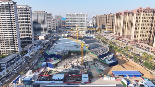 神木市全民健身中心项目主体结构已完成90%