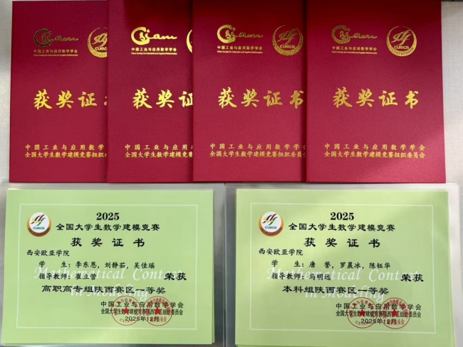 国奖1项、省奖18项,西安欧亚学院在全国大学生数学建模竞赛斩获佳绩
