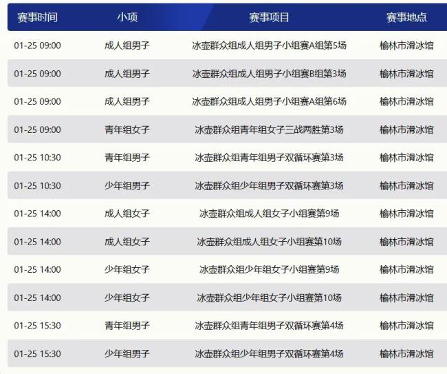 1月25日锁定陕西省一冬会冰壶项目（群众组）比赛