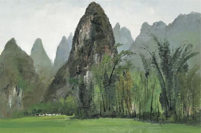 漓江竹林53x80cm 油画综合版<br><br>