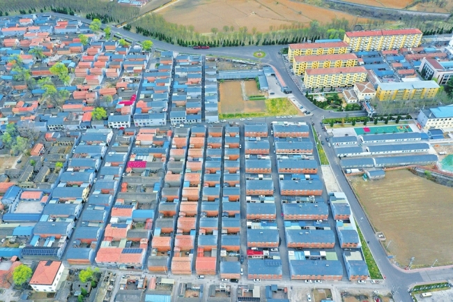 俯瞰晋城市高平市伯方村古色古香传统村