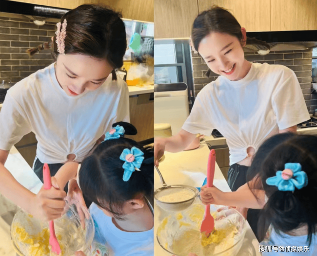 唐艺昕首晒女儿露脸照，小萌妹双手捂眼卖萌，嘴巴超像爸爸张若昀