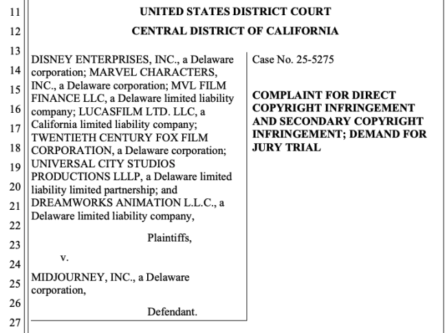 迪士尼法务部打响AI版权战 联手NBC环球状告Midjourney