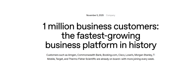 OpenAI官宣：全球企业客户突破100万 席位数量超700万