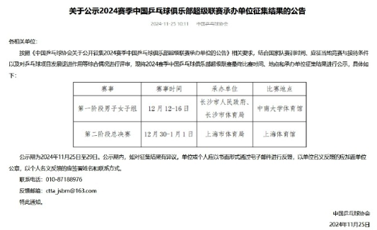 2024乒超总决赛上海举行