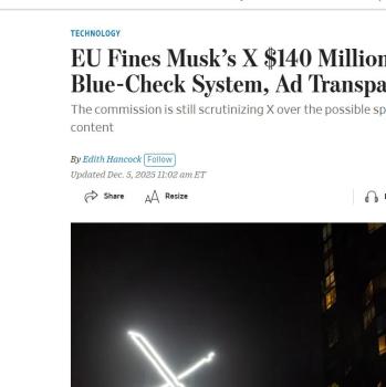 欧盟向X平台开巨额罚单 马斯克怒怼 违反数字服务法遭罚