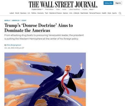 楊楚喬：特朗普想打造一個逆來順受的后院，卻得到了一塊鐵板 新門羅主義碰壁