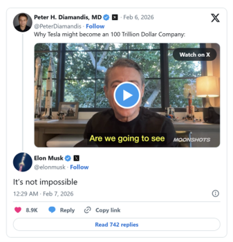 特斯拉多头狂想“100万亿美元”市值，马斯克信心爆棚：并非不可能 横跨多领域布局