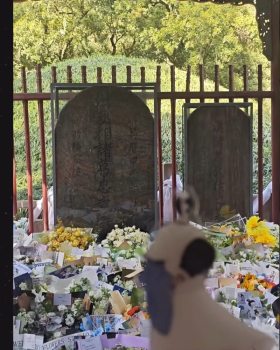 陕西诸葛武侯墓成鲜花海洋 独特祭拜方式引关注