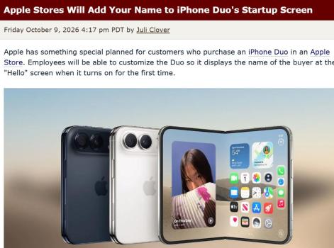 iPhoneDuo开机欢迎画面爆料 专属姓名问候彩蛋